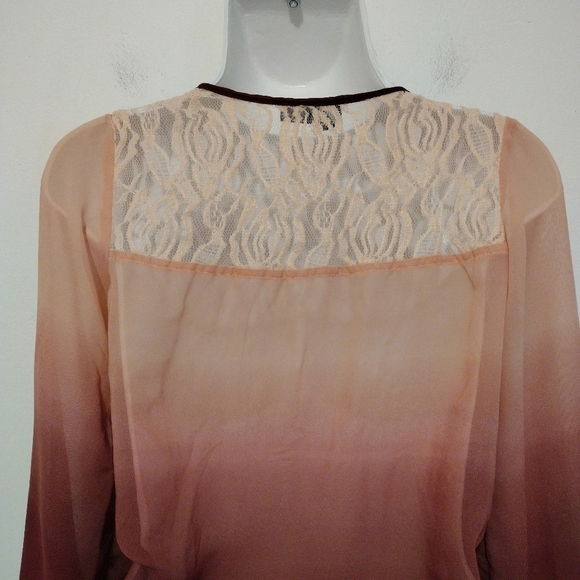 A. Byer - Burgundy Ombre Sheer Blouse - Picture 9 of 14